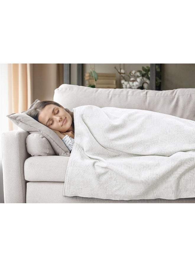 Utopia Bedding 100% Cotton Blanket (King Size - 90x108 Inches) 350GSM Lightweight Thermal Blanket, Soft Breathable Blanket for All Seasons (White) - Image 3