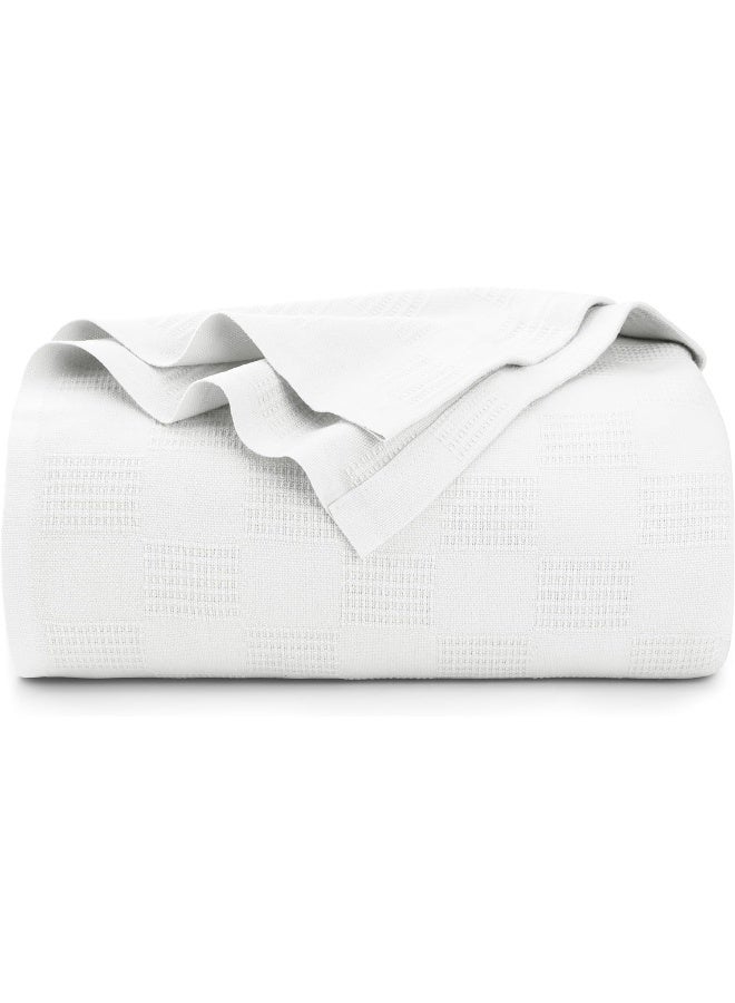 Utopia Bedding 100% Cotton Blanket (King Size - 90x108 Inches) 350GSM Lightweight Thermal Blanket, Soft Breathable Blanket for All Seasons (White) - Image 1