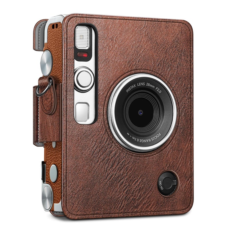 FINTIE Protective Case for Fujifilm Instax Mini EVO Camera - Premium Vegan Leather Bag Cover with Removable Adjustable Strap, Vintage Brown - Image 5