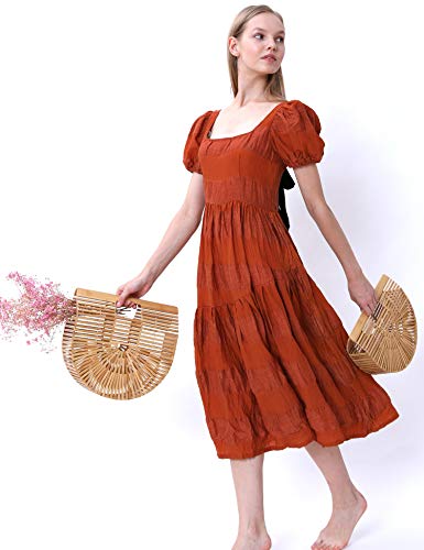Miuco Womens Bamboo Handbag Handmade Large Tote Bag Straw Beach Bags Beach Purse Size Large - Image 3