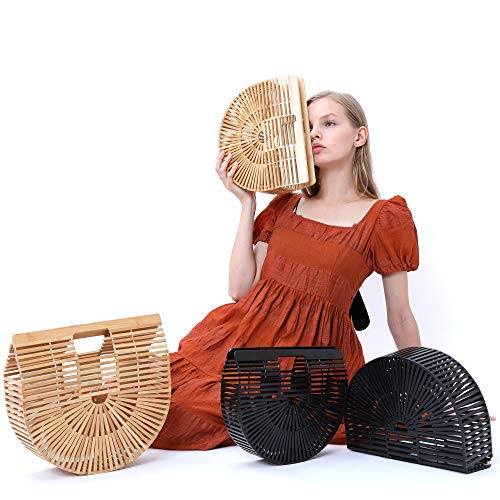 Miuco Womens Bamboo Handbag Handmade Large Tote Bag Straw Beach Bags Beach Purse Size Large - Image 4