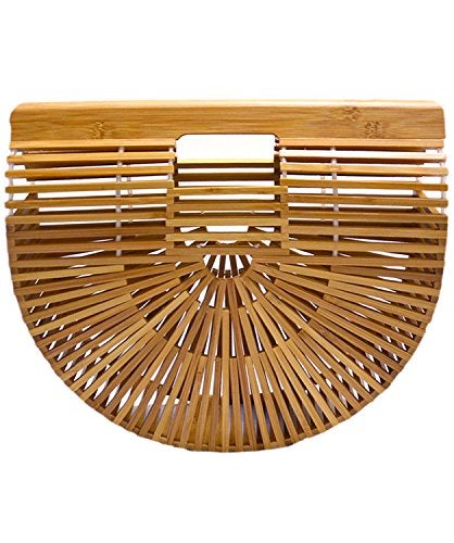 Miuco Womens Bamboo Handbag Handmade Large Tote Bag Straw Beach Bags Beach Purse Size Large - Image 1