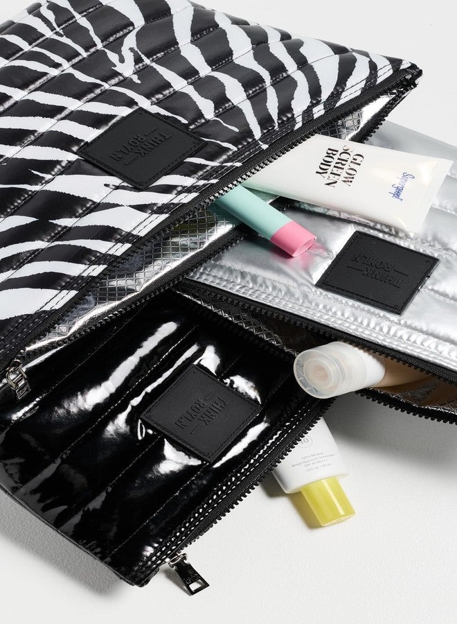 Think Royln Women's Travel Bag Trio, Black/White Zebra/Pearl Silver, One Size - Image 4