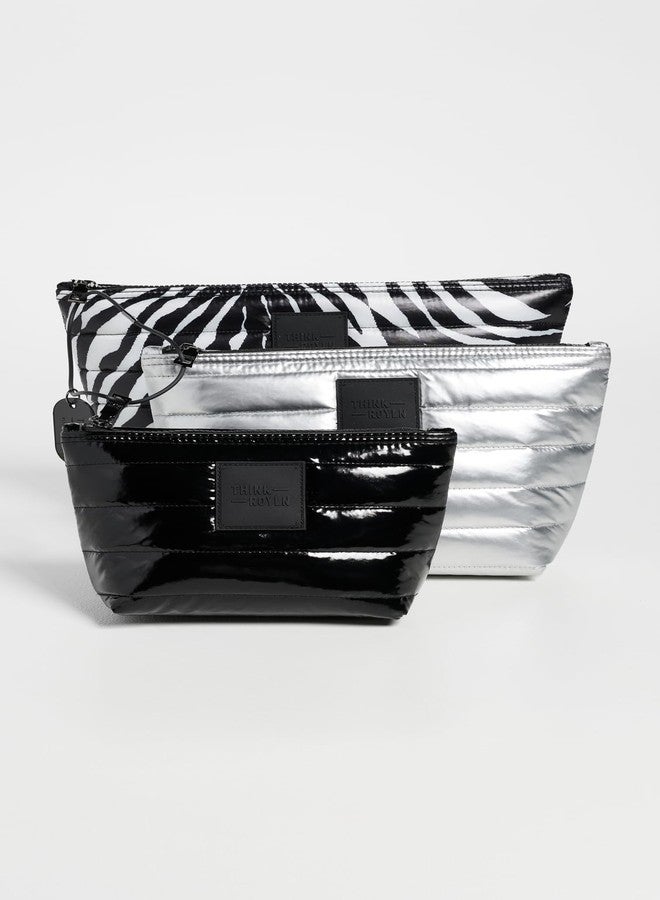 Think Royln Women's Travel Bag Trio, Black/White Zebra/Pearl Silver, One Size - Image 2