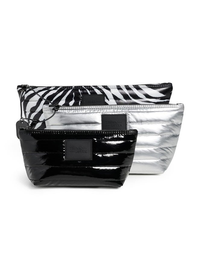 Think Royln Women's Travel Bag Trio, Black/White Zebra/Pearl Silver, One Size - Image 1