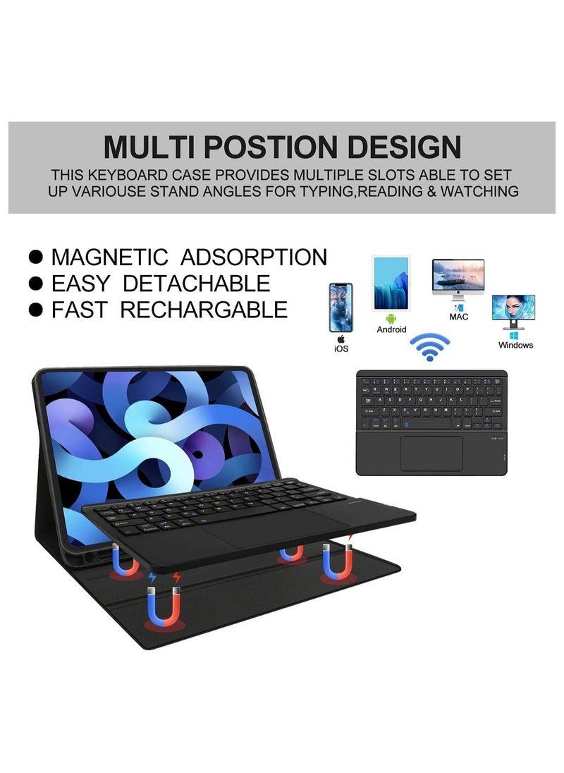 ELTRAZONE - iPad Keyboard Case for iPad Air 4th Generation, Detachable Wireless Bluetooth Trackpad Keyboard, Smart Folio Cover with Pencil Holder, Fit for iPad Pro 11 Inch 2021/2020/2018/ iPad Air 4 2020 - Image 1