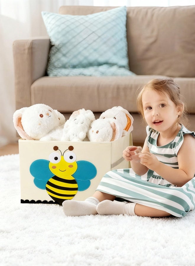 Large Toy Chest, Canvas Soft Fabric Children Toy Storage Bin Basket, With Flip Top Lid, Sturdy and Lightweight, Foldable and Detachable, For Kids Toddler and Baby Nursery - Image 5