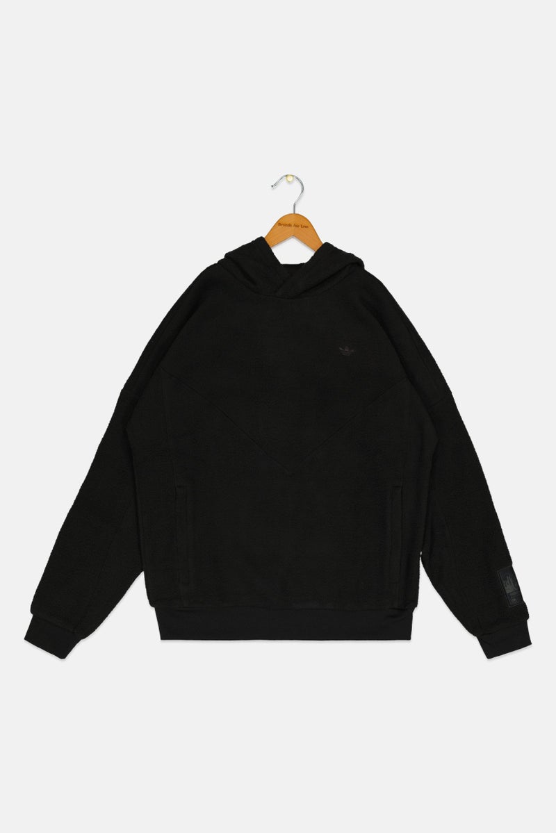 adidas Originals Kids Boy Sportswear Fit Long Sleeve Outdoor Hooded Sweatshirt, Black  - Image 1