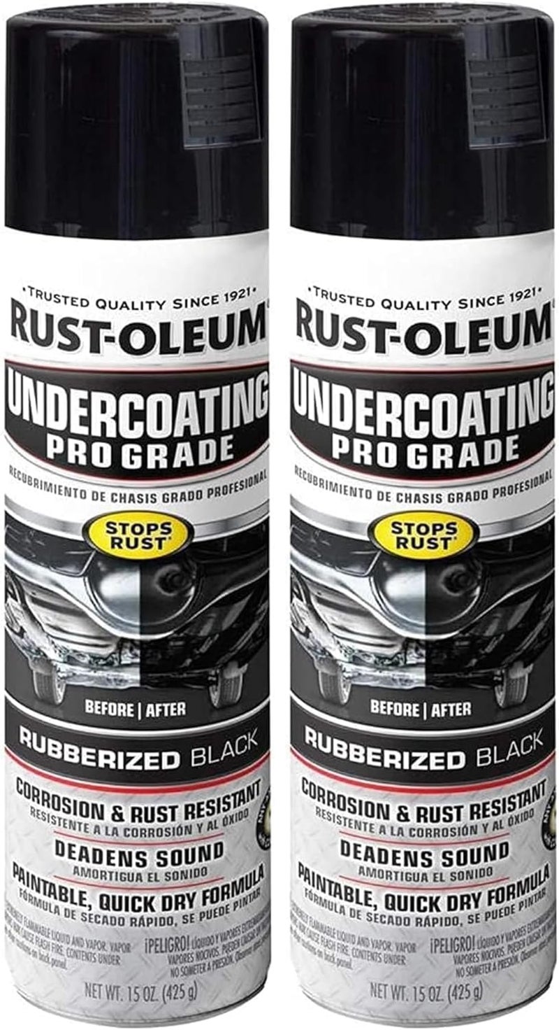 RUST-OLEUM 248656 رذاذ طلاء مطاطي احترافي، 15 أونصة، أسود (عبوة من 2) - Image 1