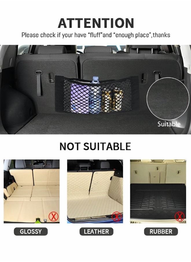 GROIC - Universal Mesh Cargo Net Car Storage, 2-Layer Net Sticker Organizer Pouch Bag Storage Mesh Net for Car SUV Trunk Storage 2 Pack 50*25CM - Image 1