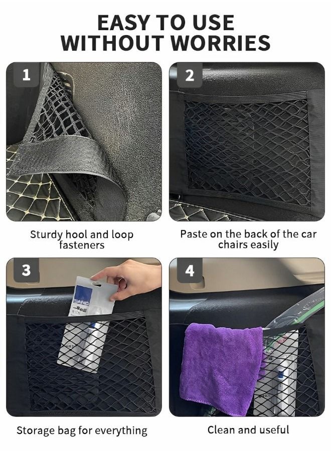 GROIC - Universal Mesh Cargo Net Car Storage, 2-Layer Net Sticker Organizer Pouch Bag Storage Mesh Net for Car SUV Trunk Storage 2 Pack 50*25CM - Image 1