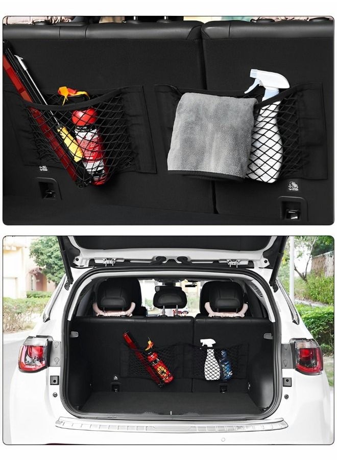 GROIC - Universal Mesh Cargo Net Car Storage, 2-Layer Net Sticker Organizer Pouch Bag Storage Mesh Net for Car SUV Trunk Storage 2 Pack 50*25CM - Image 1