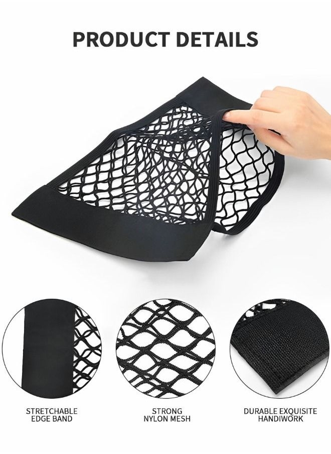 GROIC - Universal Mesh Cargo Net Car Storage, 2-Layer Net Sticker Organizer Pouch Bag Storage Mesh Net for Car SUV Trunk Storage 2 Pack 50*25CM - Image 1