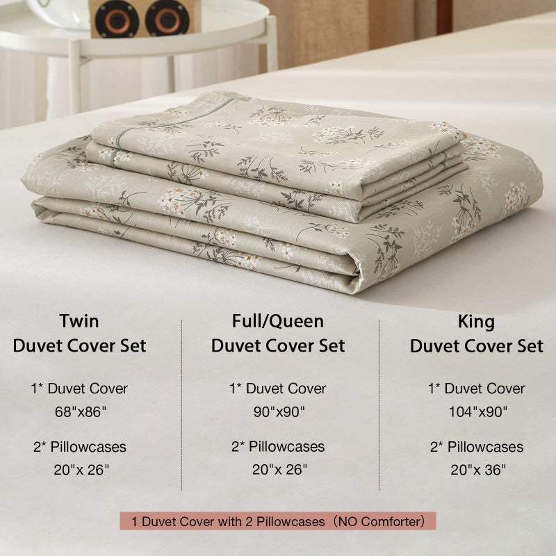 EAVD Boho Floral Duvet Cover Queen Soft 100% Cotton Garden Green Floral Bedding Set for Girls Women with 2 Pilowcases Reversible Floral Botanical Duvet Cover with Zipper Closure - Image 4