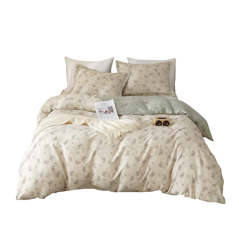 EAVD Boho Floral Duvet Cover Queen Soft 100% Cotton Garden Green Floral Bedding Set for Girls Women with 2 Pilowcases Reversible Floral Botanical Duvet Cover with Zipper Closure - Image 1