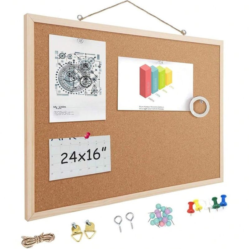 Shein Wood Frame Corkboard, 40x30cm, Wall-Mounted Bulletin Board with Nails, Suitable for Office, Home & School - Image 5