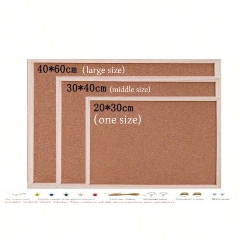 Shein Wood Frame Corkboard, 40x30cm, Wall-Mounted Bulletin Board with Nails, Suitable for Office, Home & School - Image 4