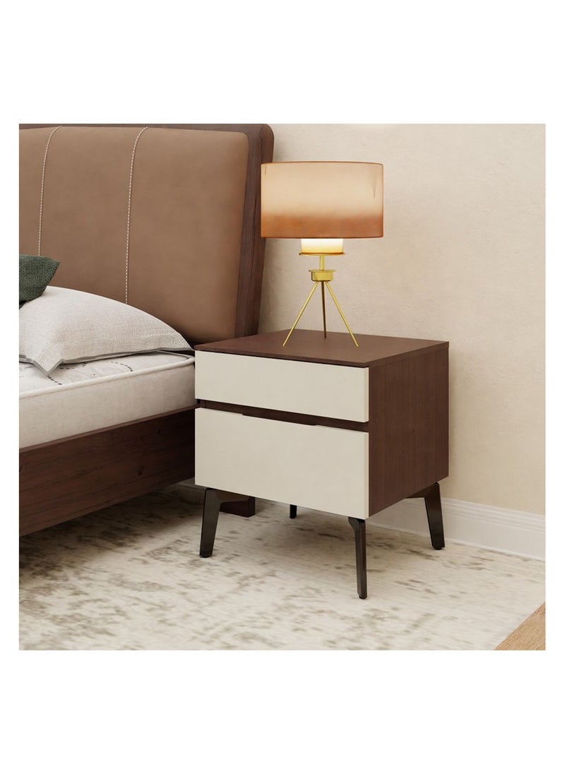 ROYALOAK Royaloak Houston Side Table | Two Drawers | HDF Construction | Elegant High-Gloss Finish | Modern Design | Durable & Long-lasting | Side Table with Storage  - Image 1