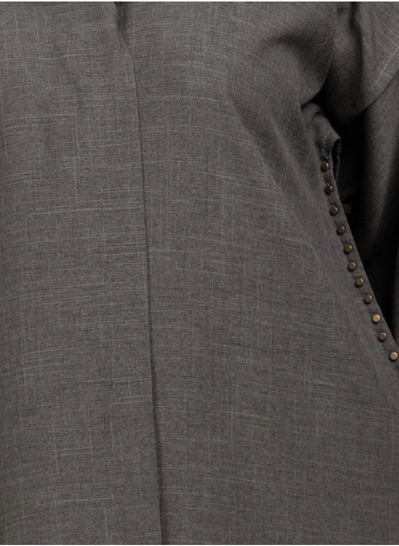 IKKXA Solid Formal Emirati Abaya AIK5047 Grey
