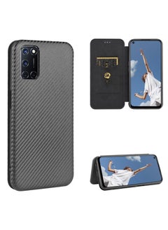 HuHa Case Cover For OPPO A52 / A72 / A92 Carbon Fiber Texture Horizontal Flip TPU + PC + PU Leather Case with Card Slot Black 