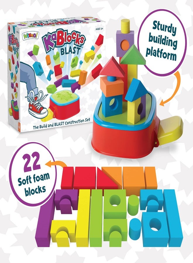 MindWare KaBlocks Blast, Includes 30 Foam Blocks, 2 Launch Blocks, Building Platform & Kaboom Launch Pad - Ages 3+ - Image 5