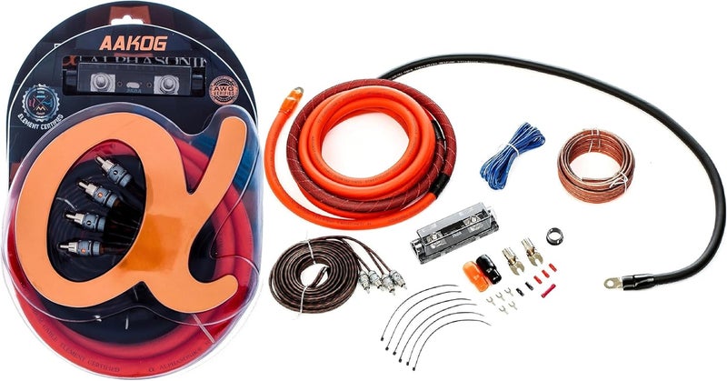 Alphasonik AAK0G Premium 0-Gauge Complete Car Amplifier Installation Kit Hyper-Flex Power, Ground, Speaker Wire RCA Cable - Exceeds AWG (American Wire Gauge) Standard Element Certified Amp Install Kit - Image 1