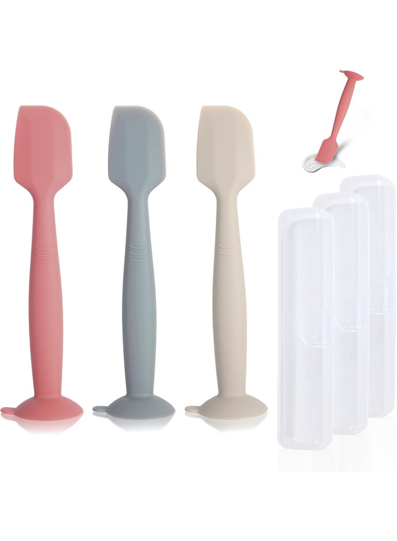 Meetion Diaper Spatula with Case, 3 Pack Baby Diaper Cream spatulas with 3 Storage Boxes, Soft Silicone Diaper Cream Applicator Butt Paste Spatula with Suction Base Full Size - Image 1