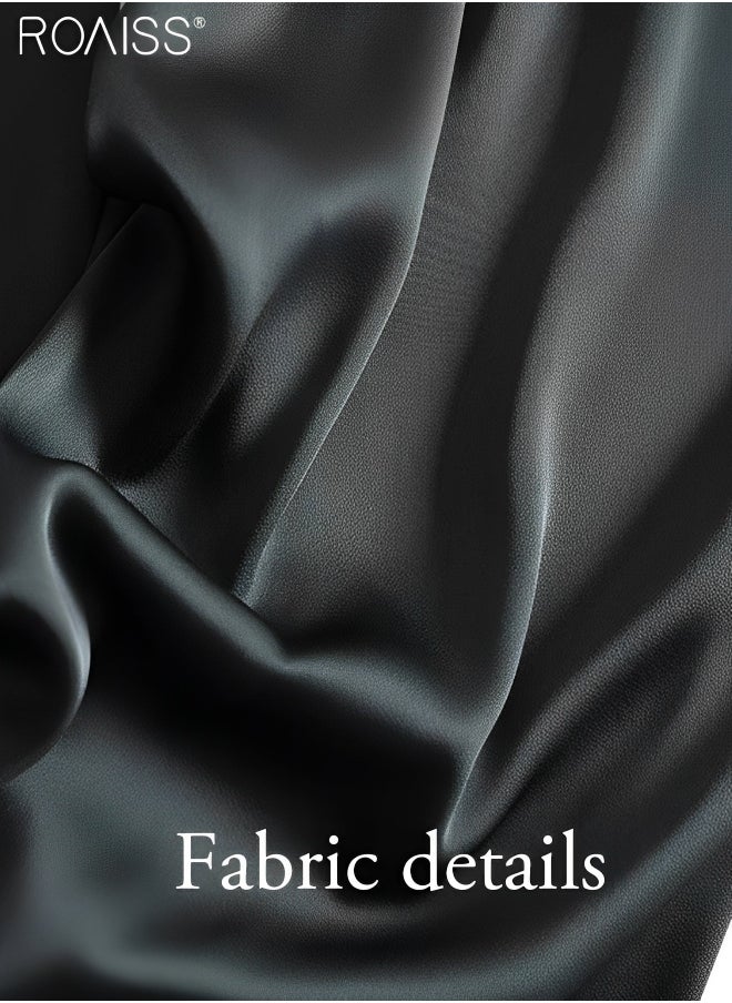 Women's Satin Silky Straight Pants Casual Wide-Leg Pants With Elasticated Waist And Draped Feel