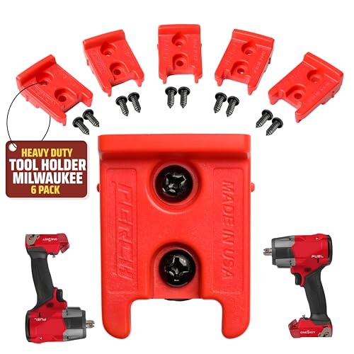 perch 6 Pack Tool Holder for Milwaukee M1818v Cordless Tools Snap Fit Tool Organizer for Milwaukee Drill Holder Wall Mount for Milwaukee Tool Holder with 12 Screws Easy to Install Screw in Lock - Image 1