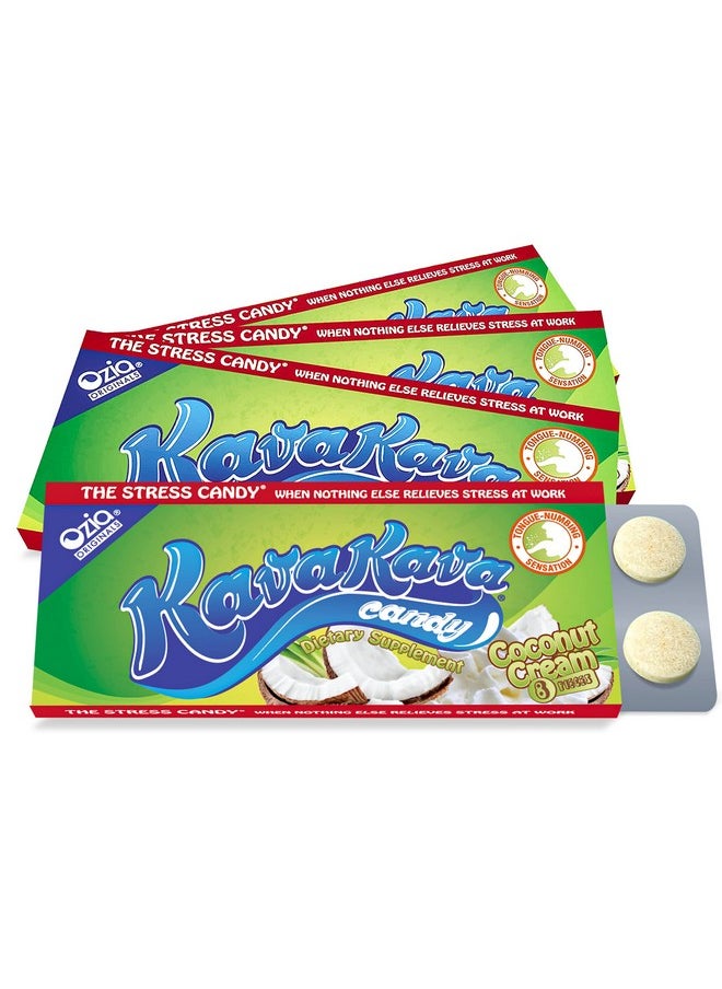 Ozia Originals Kava Kava Candy - 8 Kava Candies Per Pack, Kava Extract Stress Relief Supplement, Natural Kava Root Chill Happy Pill, Encourages Positive Mood - Coconut Cream Flavor, 4 Packs  - Image 1