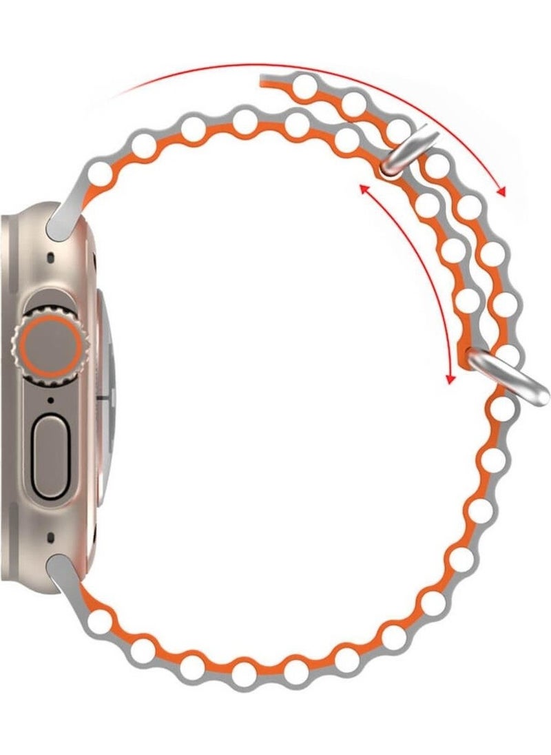 Koodmax - Apple Watch Compatible Ultra Double Color Ocean Loop Band Strap 42 44 45 49MM - Image 1