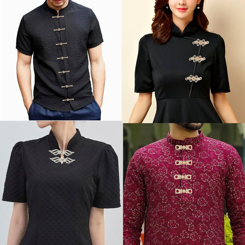 Ani Accessories 4 Pcs Silver metal Frog button Cloak Fasteners Unisex Cheongsam Buttons Vintage Cardigan Clip Frog Closure Metal Button For Kurti Kurta Jacket Shirt Coat Blazer DIY Art Craft - Image 3