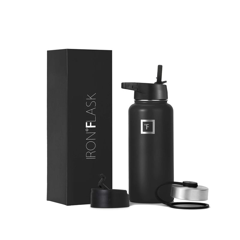 IRON Iron Flask Sports Water Bottle - 32 Oz  3 Lids (Straw Lid)  Leak Proof  Vacuum Insulated Stainless Steel  Double Walled  Thermo Mug  Metal Canteen  - Image 1