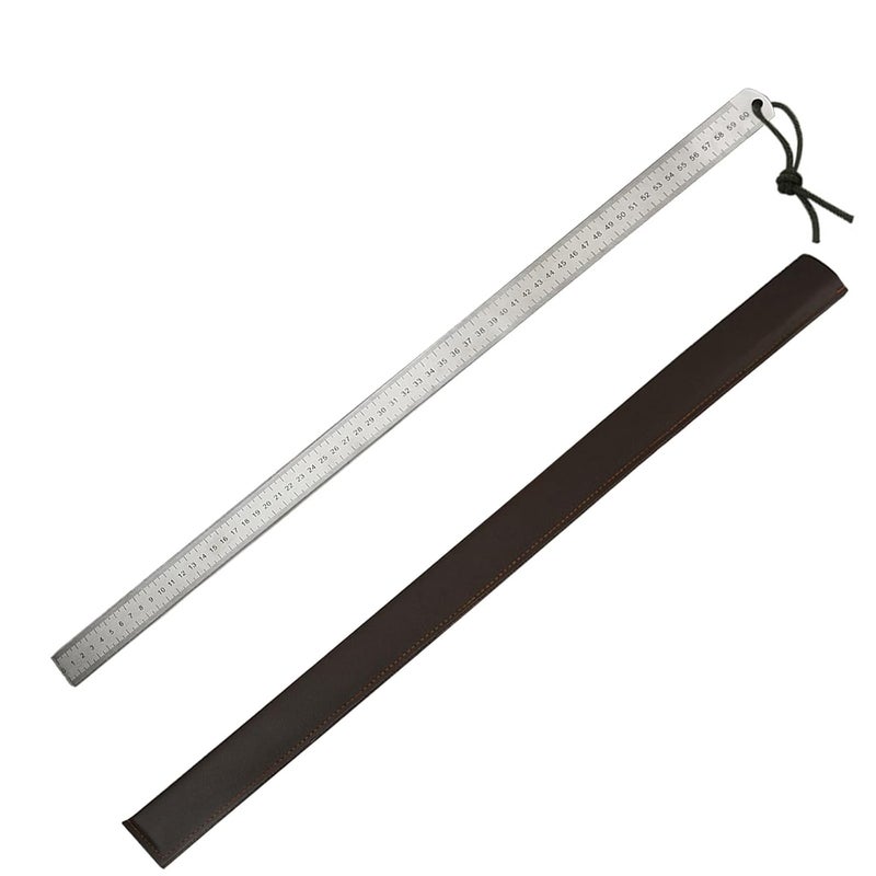 مسطرة معدنية احترافية بغطاء جلدي، بسماكة 5 مم، مع قبضة مريحة، أداة قياس للبناء والرسم الهندسي - Image 2