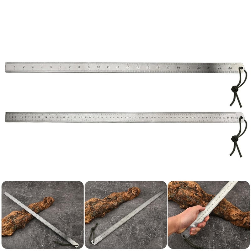 مسطرة معدنية احترافية بغطاء جلدي، بسماكة 5 مم، مع قبضة مريحة، أداة قياس للبناء والرسم الهندسي - Image 3