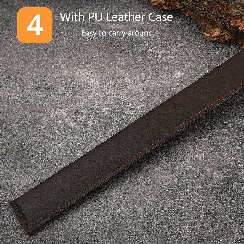 مسطرة معدنية احترافية بغطاء جلدي، بسماكة 5 مم، مع قبضة مريحة، أداة قياس للبناء والرسم الهندسي - Image 4