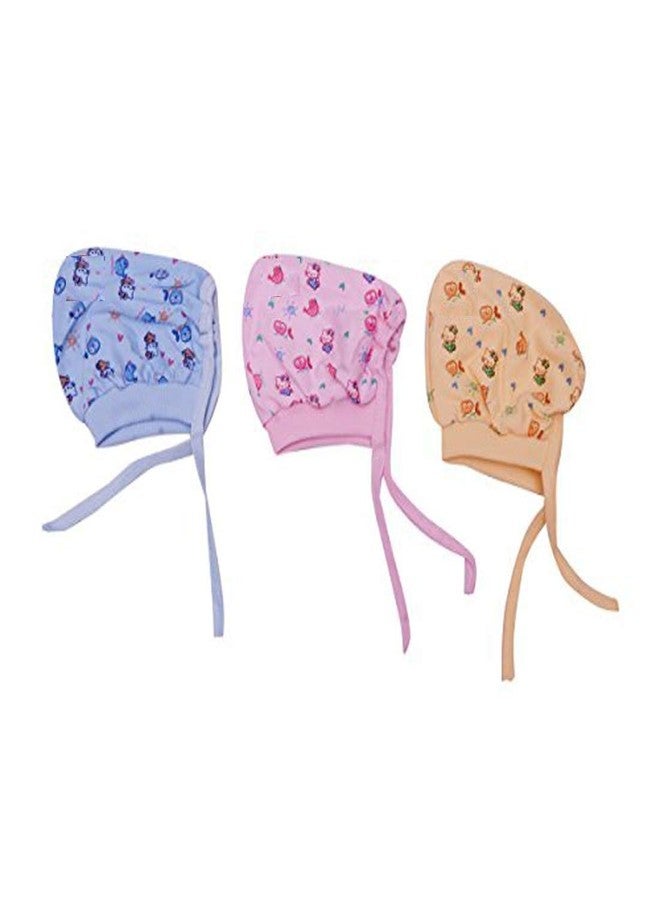 Gilli Shopee Baby Boy's and Baby Girl's Soft Cotton Caps with Tai Knot and Bonnet (Multicolour; 6-12 Months) - Set of 5 - Image 5