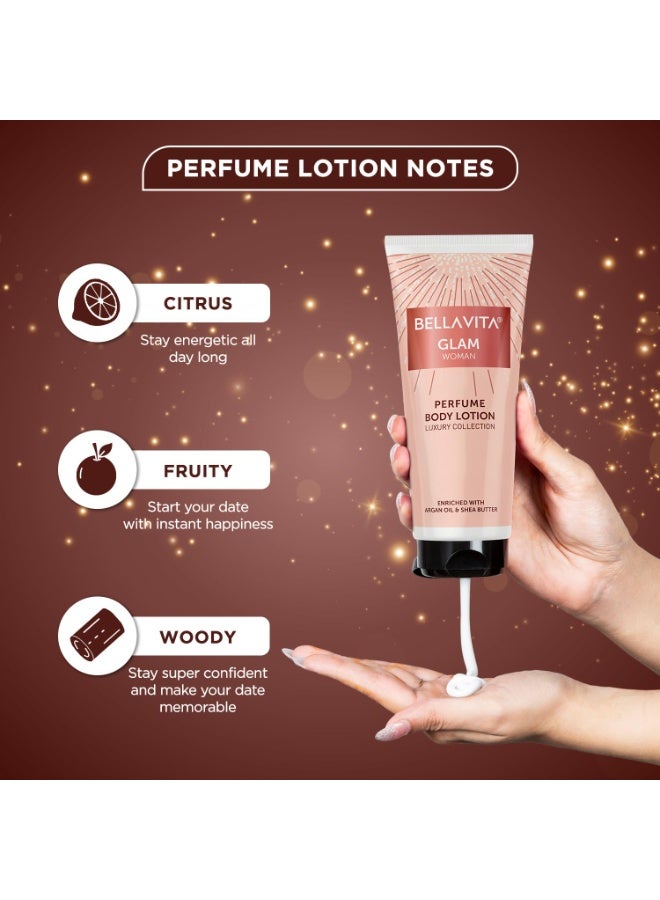 Bella Vita Luxury Glam Woman Perfume Body Lotion for Nourishing, Hydrating, Soft, Supple,Healthy Skin with Argan Oil and Shea Butter 200 Ml - Image 3