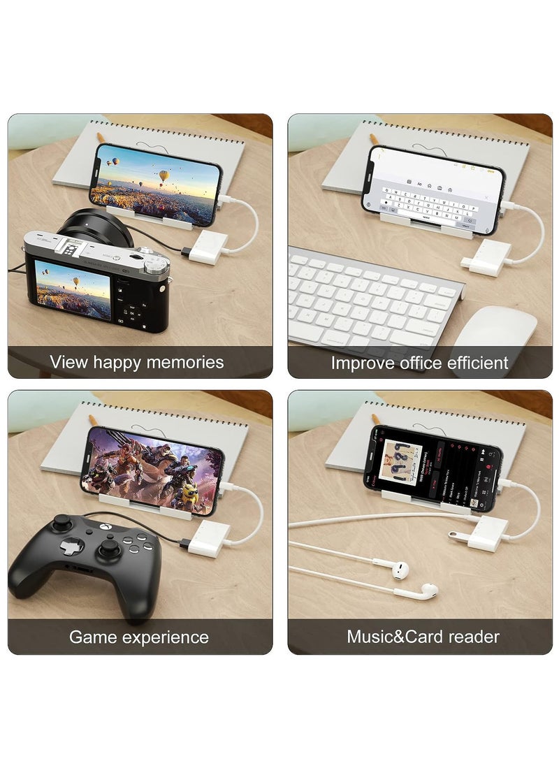 Generic - SD Card Reader for iPhone, Apple Camera Adapter，Lightning to 5 in 1 USB OTG Camera Connection kit with Camera Memory Reader and 3.5mm Headphone Jack, SD & TF Dual Card Slot, Support iPhone iOS 9.2-16+ - Image 1