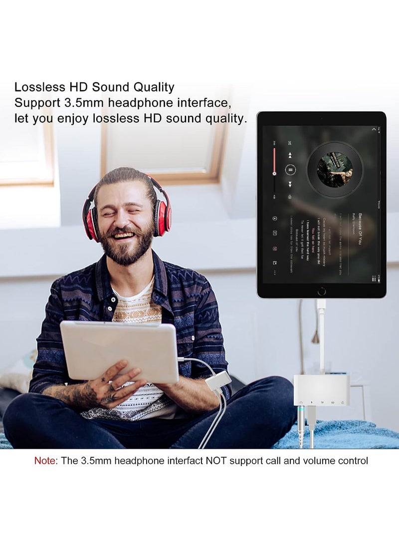 Generic - SD Card Reader for iPhone, Apple Camera Adapter，Lightning to 5 in 1 USB OTG Camera Connection kit with Camera Memory Reader and 3.5mm Headphone Jack, SD & TF Dual Card Slot, Support iPhone iOS 9.2-16+ - Image 1