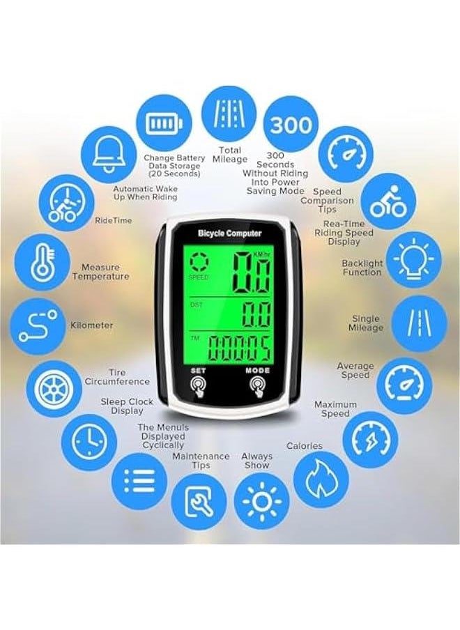 HOOKOR Bike Computer, Digital LCD Backlight Display Bike Speedometer, GPS Cycling Computer with LCD Backlight Display Touch Screen, Universal 19 Functions Waterproof Bicycle Speedometer Odometer  - Image 4
