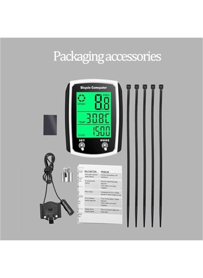 Bike Computer, Digital LCD Backlight Display Bike Speedometer, GPS Cycling Computer with LCD Backlight Display Touch Screen, Universal 19 Functions Waterproof Bicycle Speedometer Odometer