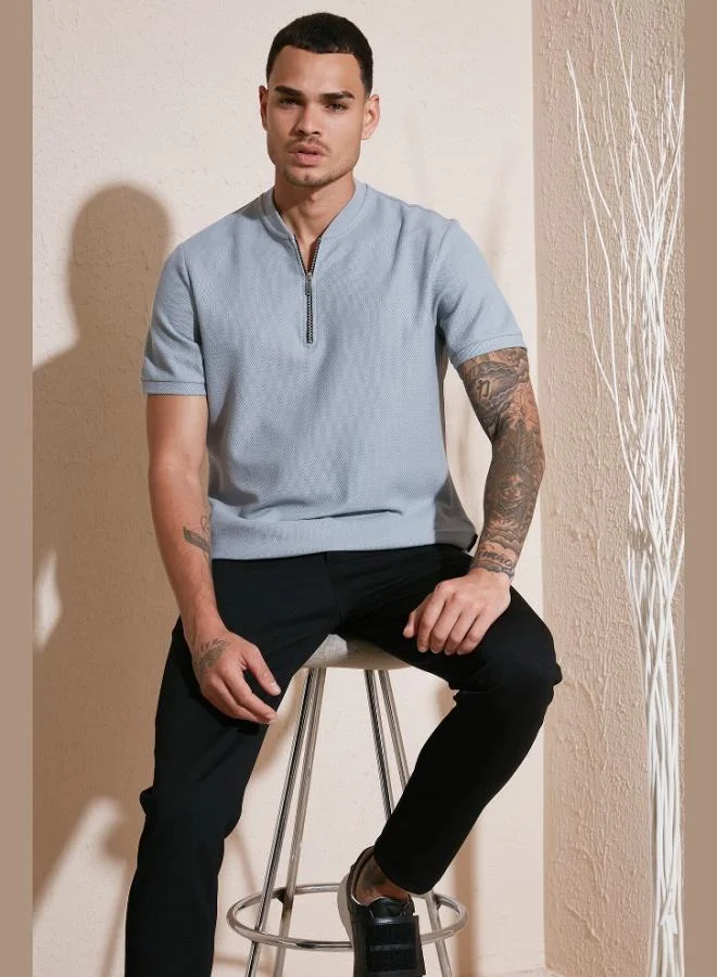 Buratti Buratti Cotton Regular Fit Half Zipper T Shirt Men's T SHIRT 5902653