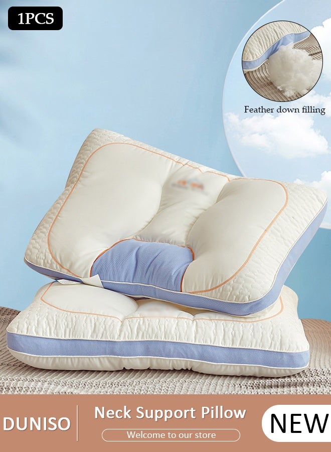 DUNISO وسادة مريحة للغاية لتخفيف آلام الرقبة والرأس والكتف، وسادة دعم محيطية للنوم على السرير، وسادة تمدد العمود الفقري العنقي للجانب والظهر والمعدة - Image 1