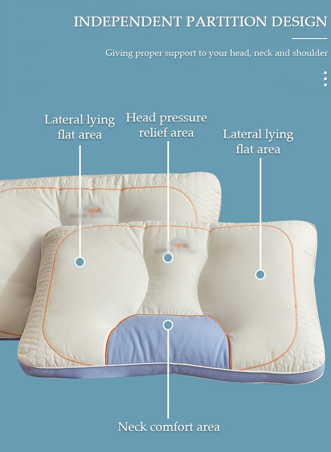 DUNISO وسادة مريحة للغاية لتخفيف آلام الرقبة والرأس والكتف، وسادة دعم محيطية للنوم على السرير، وسادة تمدد العمود الفقري العنقي للجانب والظهر والمعدة - Image 3