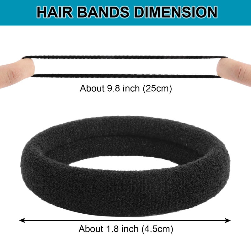 DWKFEOQ 120PCS DWKFEOQ Black Hair Ties for Women Girls, Elastic Ponytail Holders, Cotton Seamless Hair Bands, No Damage for Thick Hair, 1.8 Inch in Diameter (Black) - Image 3