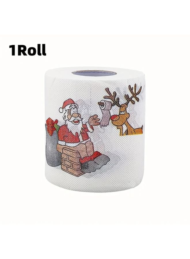 Christmas Theme Toilet Paper Santa Claus Festive Designs Holiday Bathroom Decor - Image 1