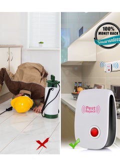 Pest Reject جهاز طرد الآفات الإلكتروني بالموجات فوق الصوتية لطرد الفئران والصراصير والحشرات والجرذان والعناكب والبعوض ومبيد الآفات ومكافحة الآفات المنزلية  - Image 2