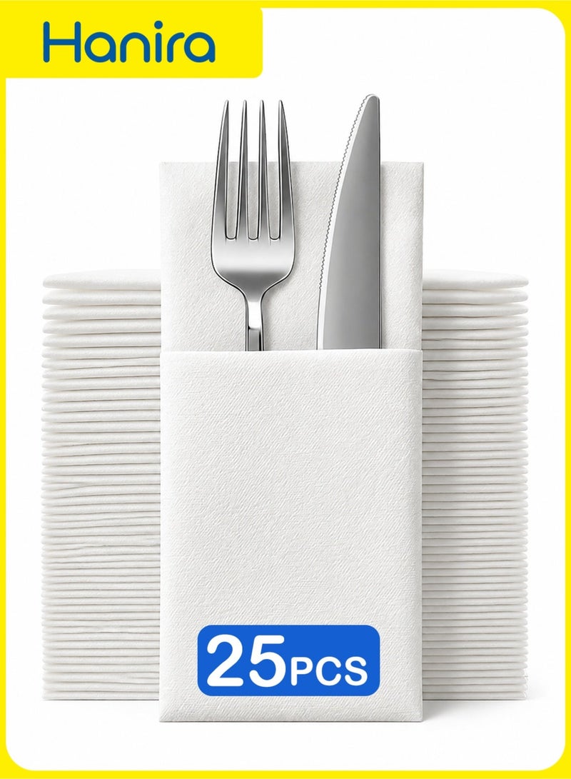 Hanira 25PCS Disposable Linen Feel Napkin Pocket For Elegant Dining Table Settings - Image 1