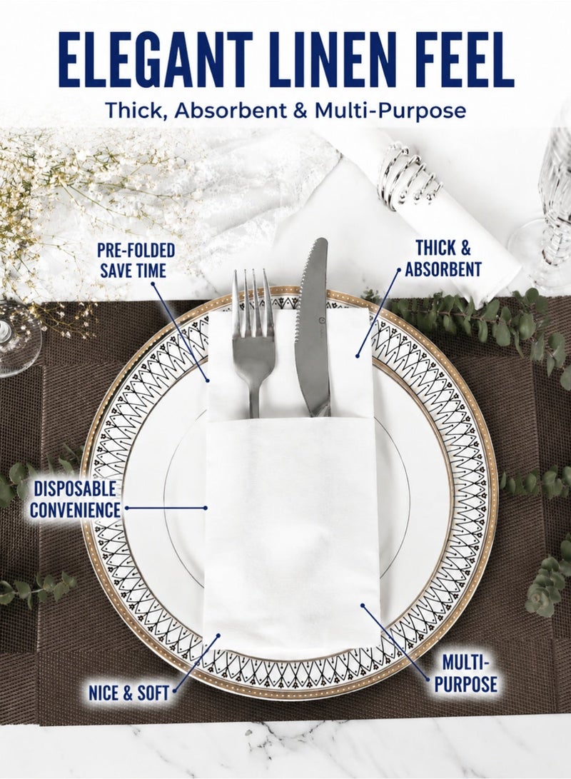Hanira 25PCS Disposable Linen Feel Napkin Pocket For Elegant Dining Table Settings - Image 2